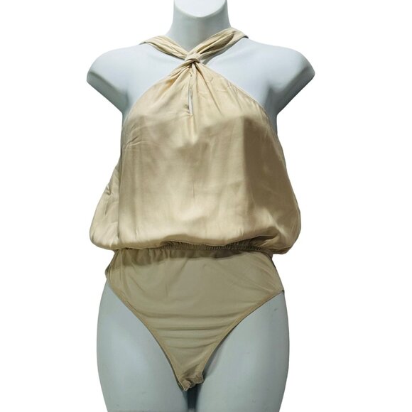Le Lis Collection Bodysuit Women's Size S Beige Halter Top - Picture 1 of 8